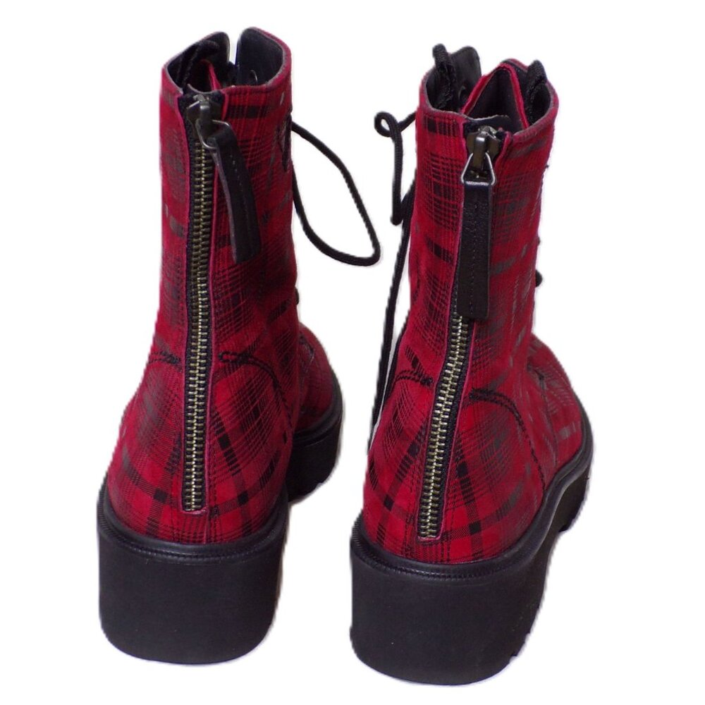🆕 PAUL GREEN Bronx Platform Ankle Boot 9 Red Plaid - Picture 4 of 10